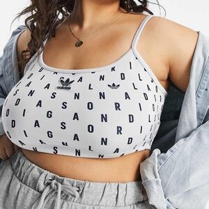 Adidas Originals spaghetti strap cropped
top in gray